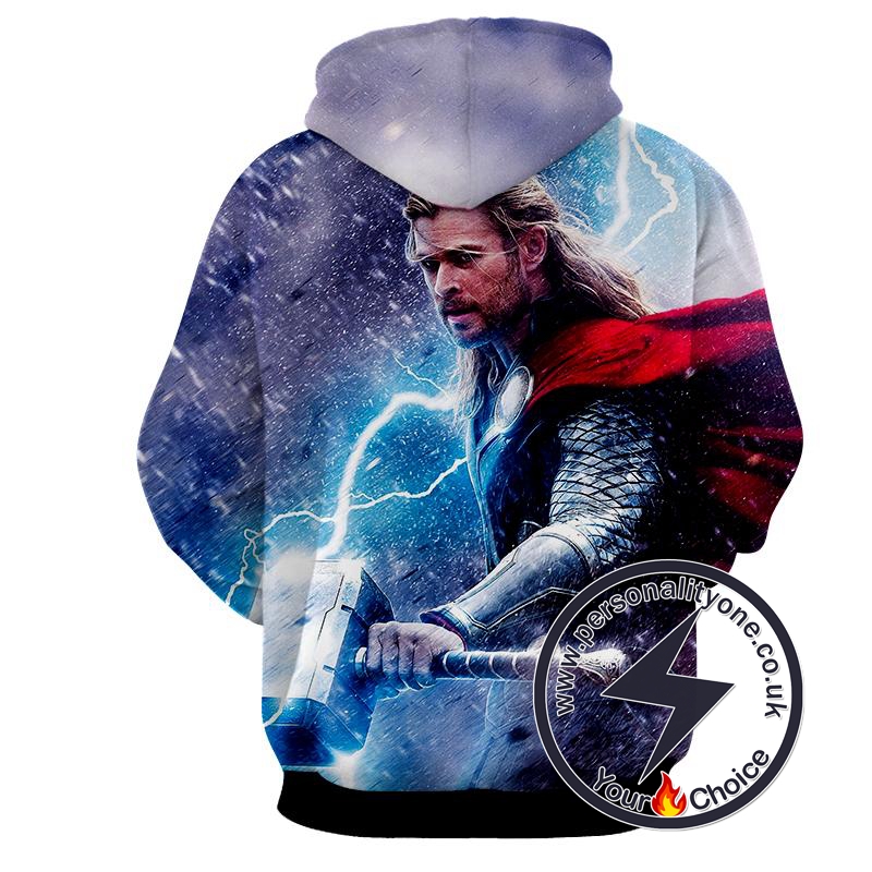 Angry Thor With Mjonir - Thor 3D - Hoodies